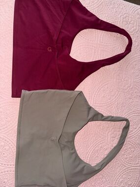 Garage Racerback Crop Tops in Burgundy and Taupe